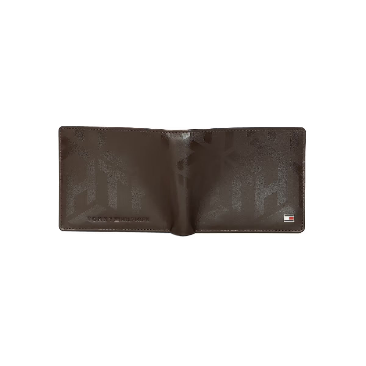 Tommy Hilfiger Arke Mens Leather Slim Fold Wallet Print Brown