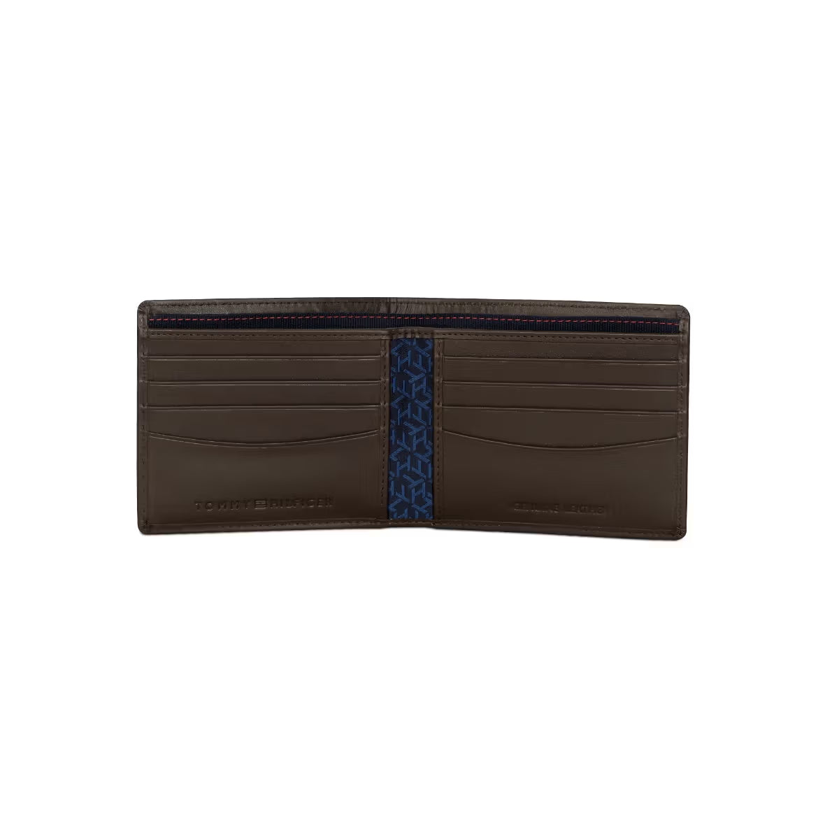 Tommy Hilfiger Arke Mens Leather Slim Fold Wallet Print Brown